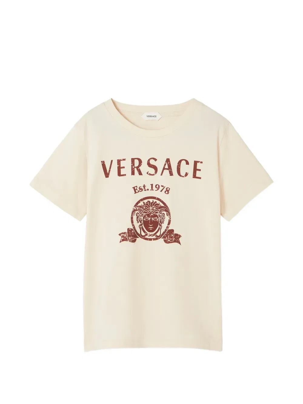 Футболка из джерси с принтом Versace Kids, бежевый