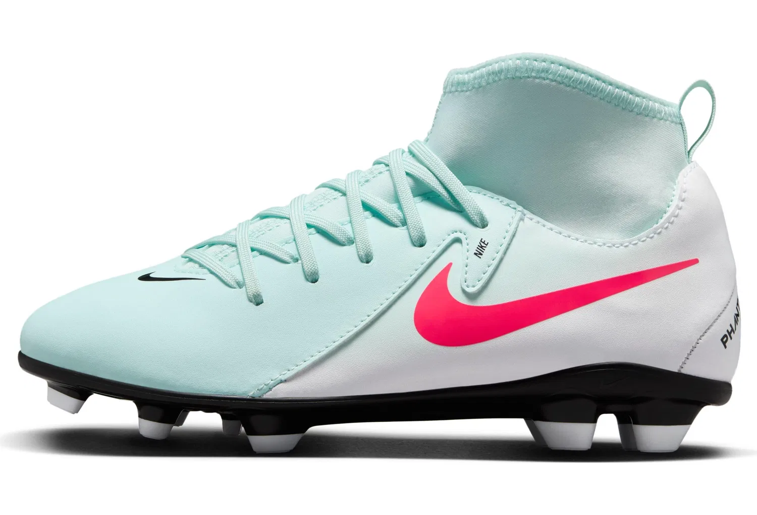 Детские футбольные бутсы для мальчиков с текстурным покрытием NIKE Jr. Phantom Luna 2 Club NIKE, Mint Atomic Red Off Noir