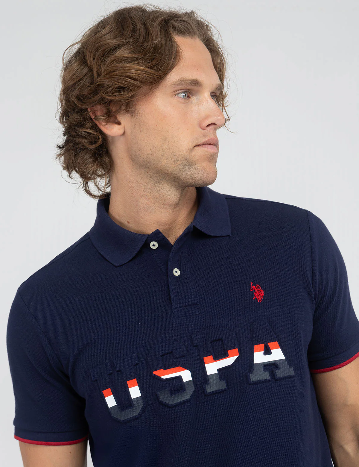 Футболка-поло U.S. Polo Assn Uspa Embossed Pique, темно-синий — фото 2