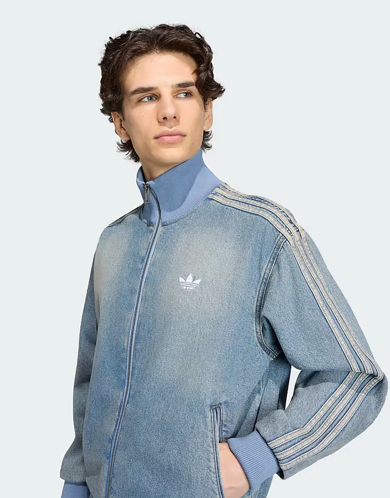 Куртка спортивная джинсовая Firebird Adicolor Adidas Originals, выстиранный синий деним — фото 2
