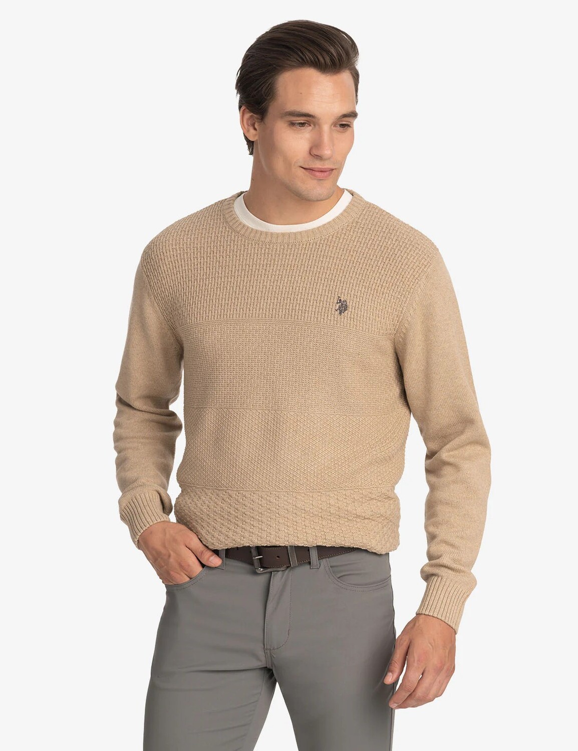 

Свитер U.S. Polo Assn. Textured Crew Neck, бежевый