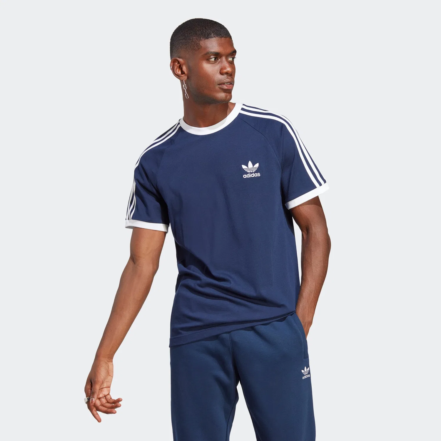 Мужская классическая футболка с тремя полосками Adidas Originals, Night Indigo