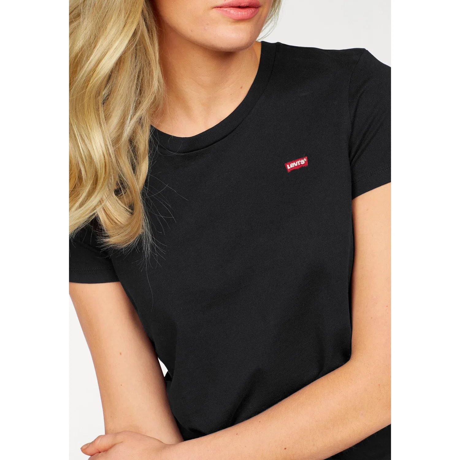 Женская хлопковая футболка с логотипом Levi's, Black — фото 3