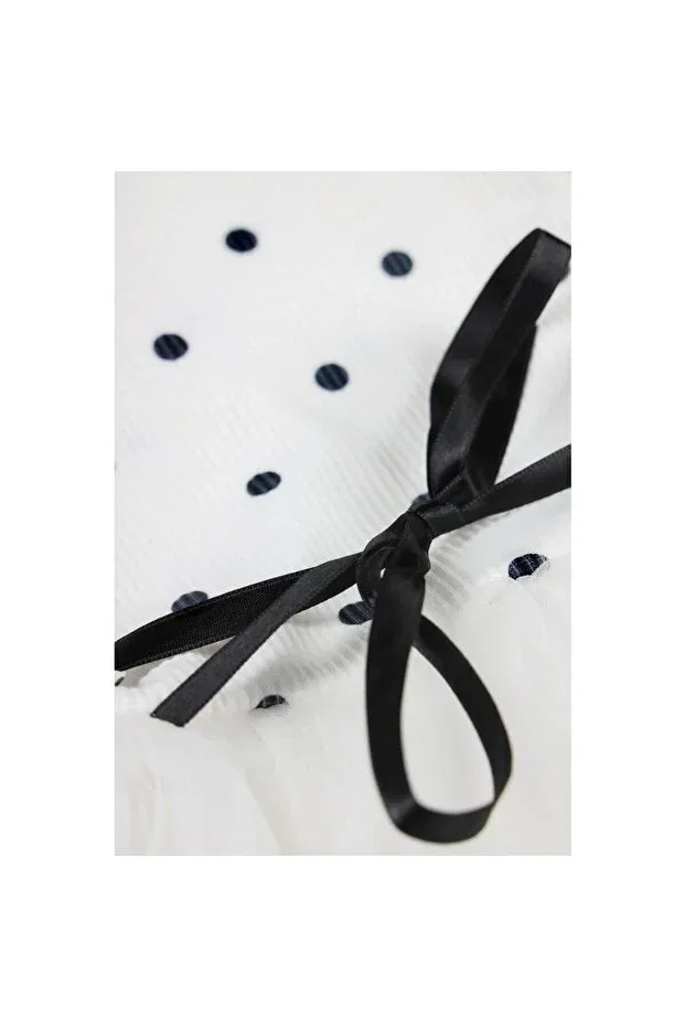 Детское платье для девочек с принтом Linda Short Sleeve Girls Princess Fluffy Ecru Dress Polka Dot Stretchy Lycra Dress Tutu Dress Şirin Şeyler Butiği, Ecru — фото 4