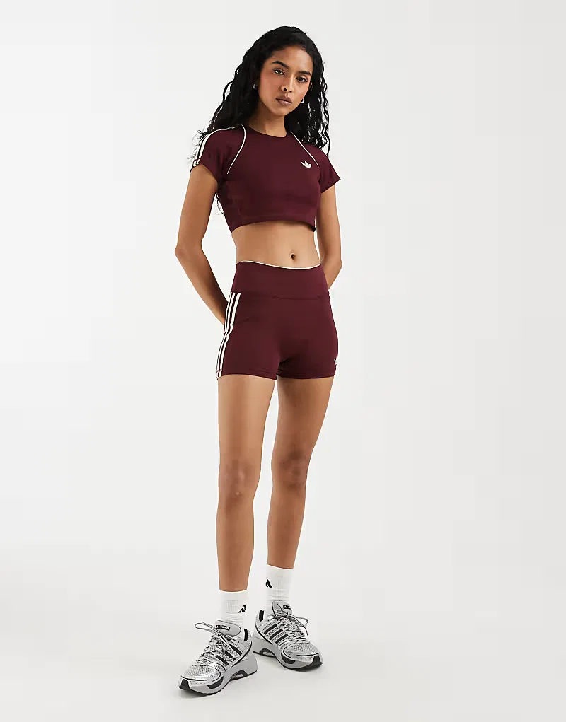 Спортивные шорты Adidas Originals в бордовом и кремовом цвете — фото 2