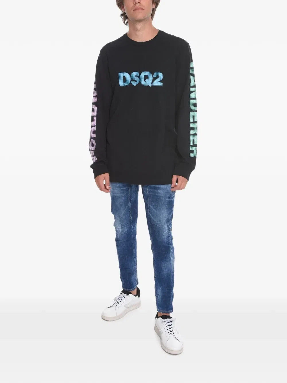 Толстовка с длинными рукавами и логотипом Dsquared2, черный — фото 2