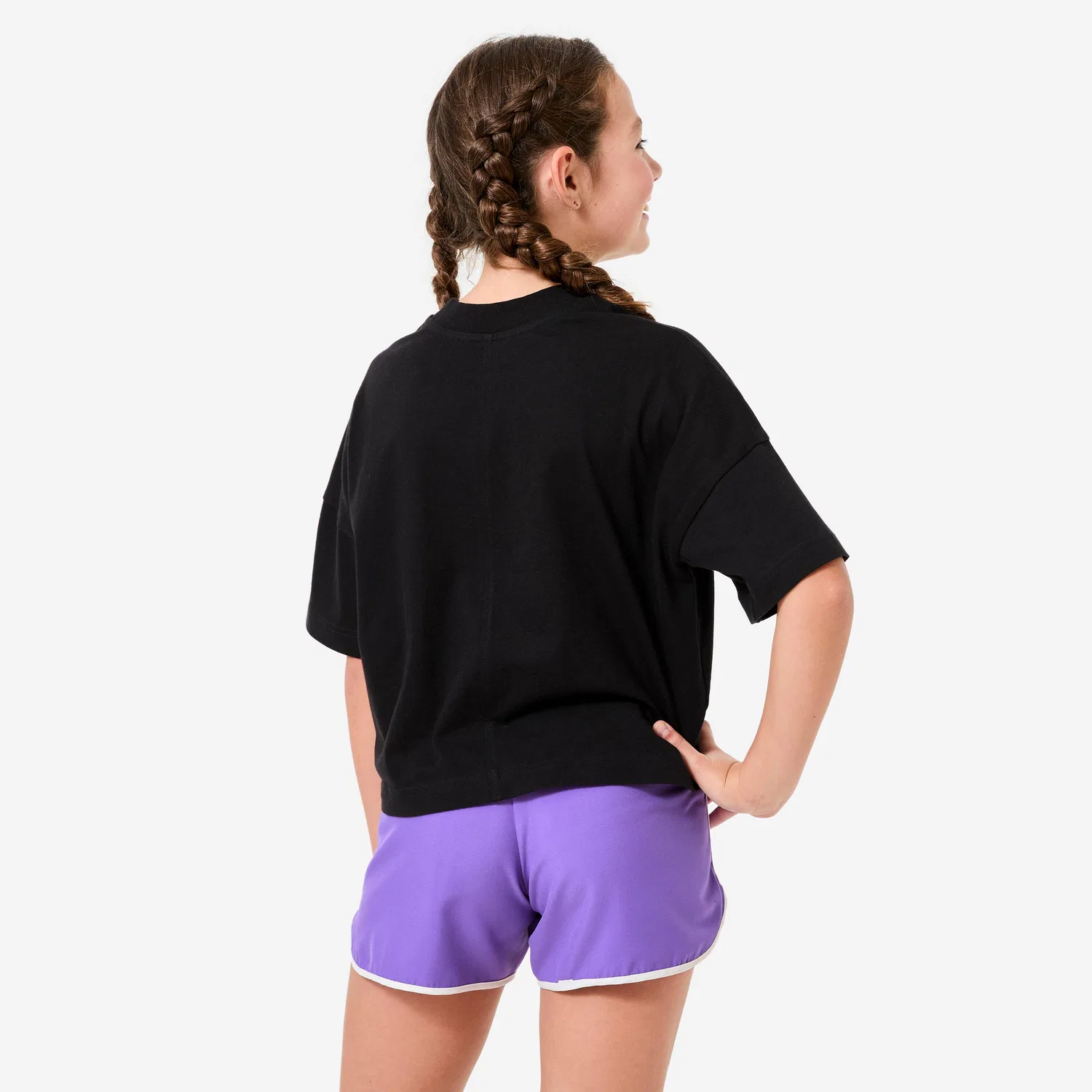 Детская футболка свободного кроя T-Shirt Kinder Loose Fit Decathlon, Ultraschwarz — фото 4