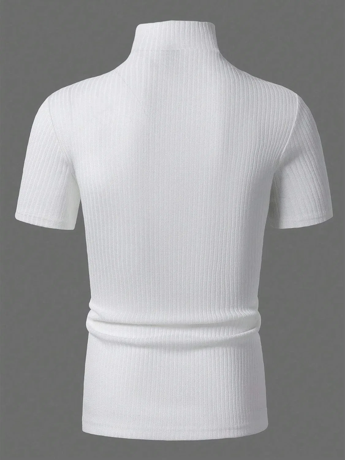 Мужская футболка с воротником-стойкой Ribbed Short Sleeve, White — фото 3
