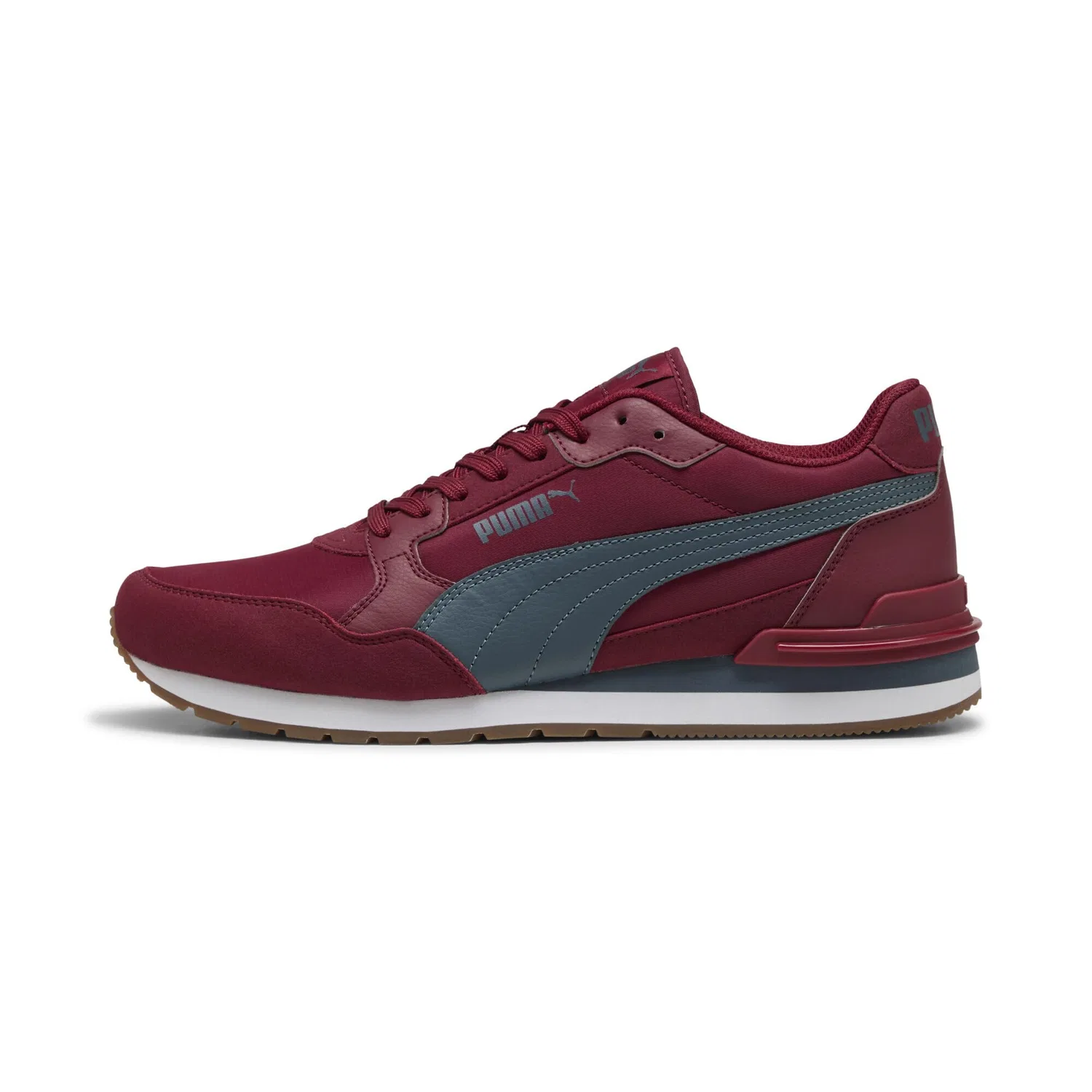 Детские кроссовки с легендарным дизайном St Runner V4 Nl PUMA, Garnet Glow Evening Blue PUMA White Gum — фото 3