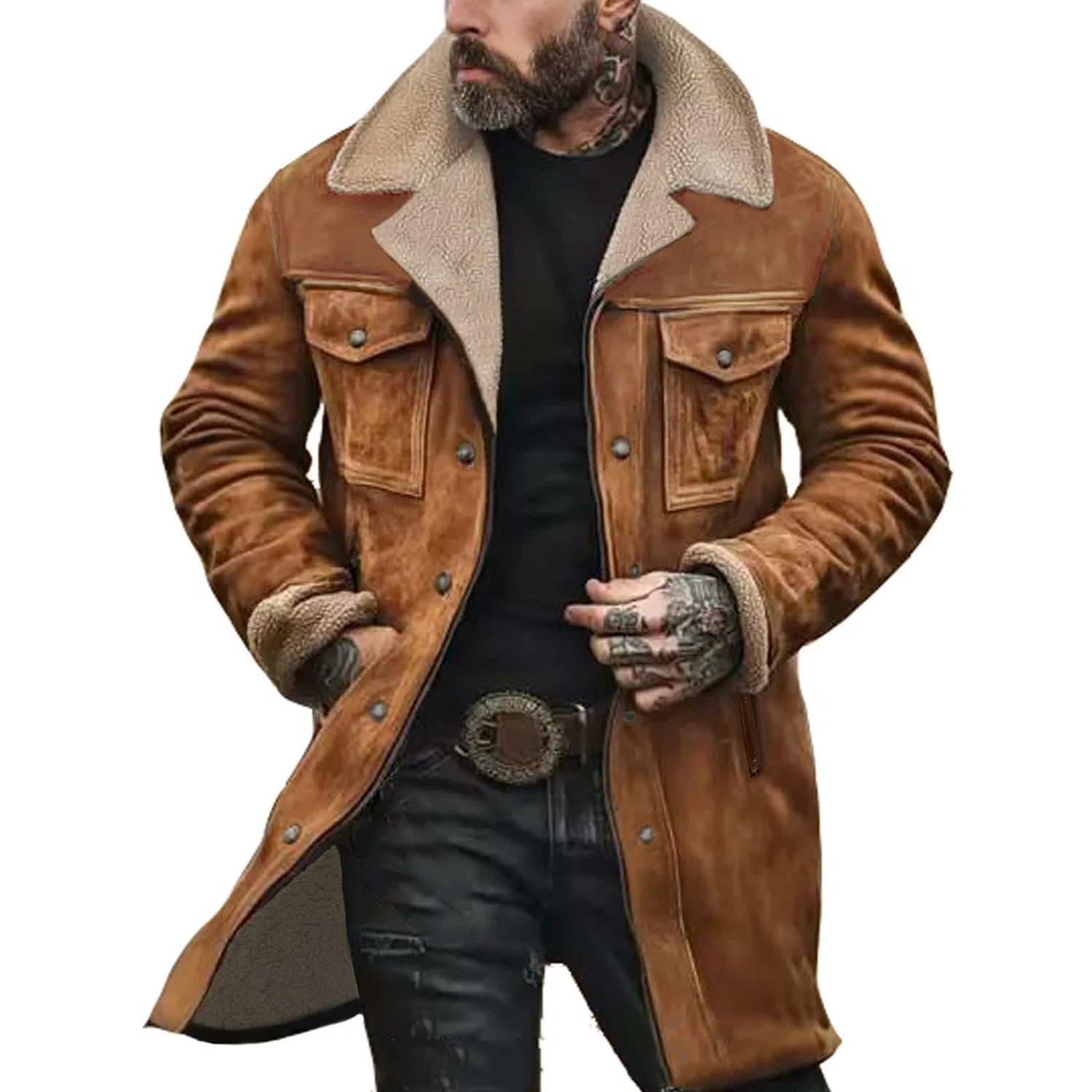 Мужское зимнее пальто с плюшевым воротником Western Cowboy Coats, yellow