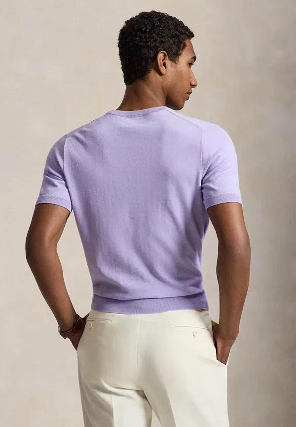Футболка хлопковая Cotton crewneck short-sleeve sweater Polo Ralph Lauren, Purple, фиолетовый — фото 3