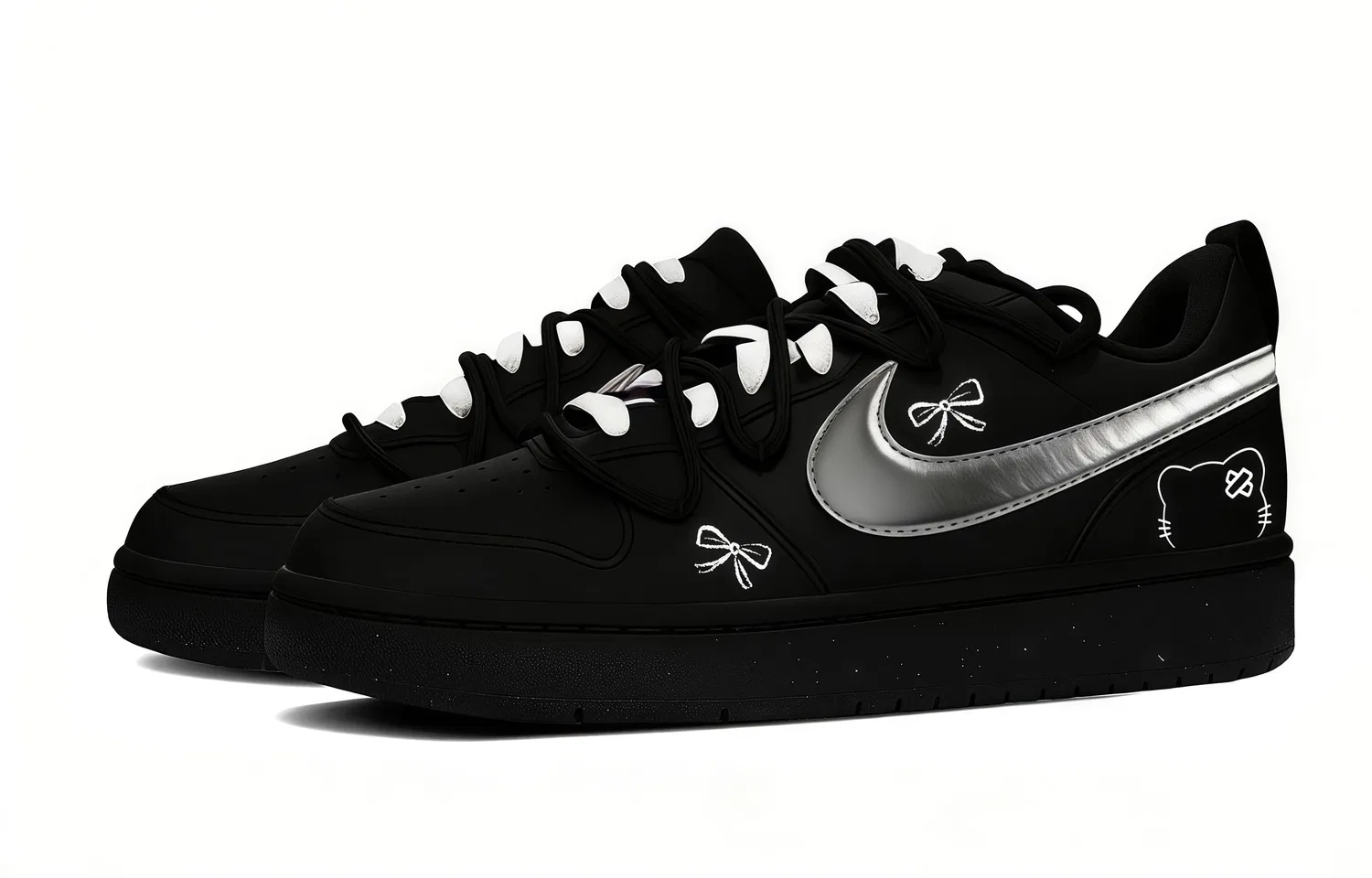 Детские кроссовки кожаные Nike Court Borough Black Sugar, Цвет Black — фото 4