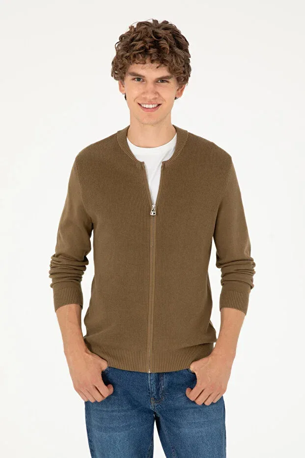 Мужской кардиган базовый из трикотажа U.S. Polo Assn., Khaki