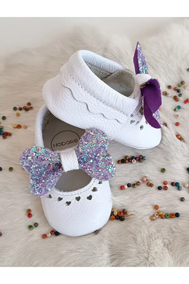 Детские туфли-лоферы из натуральной кожи для девочек Alice purple stone Hodore, Purple Stone — фото 3