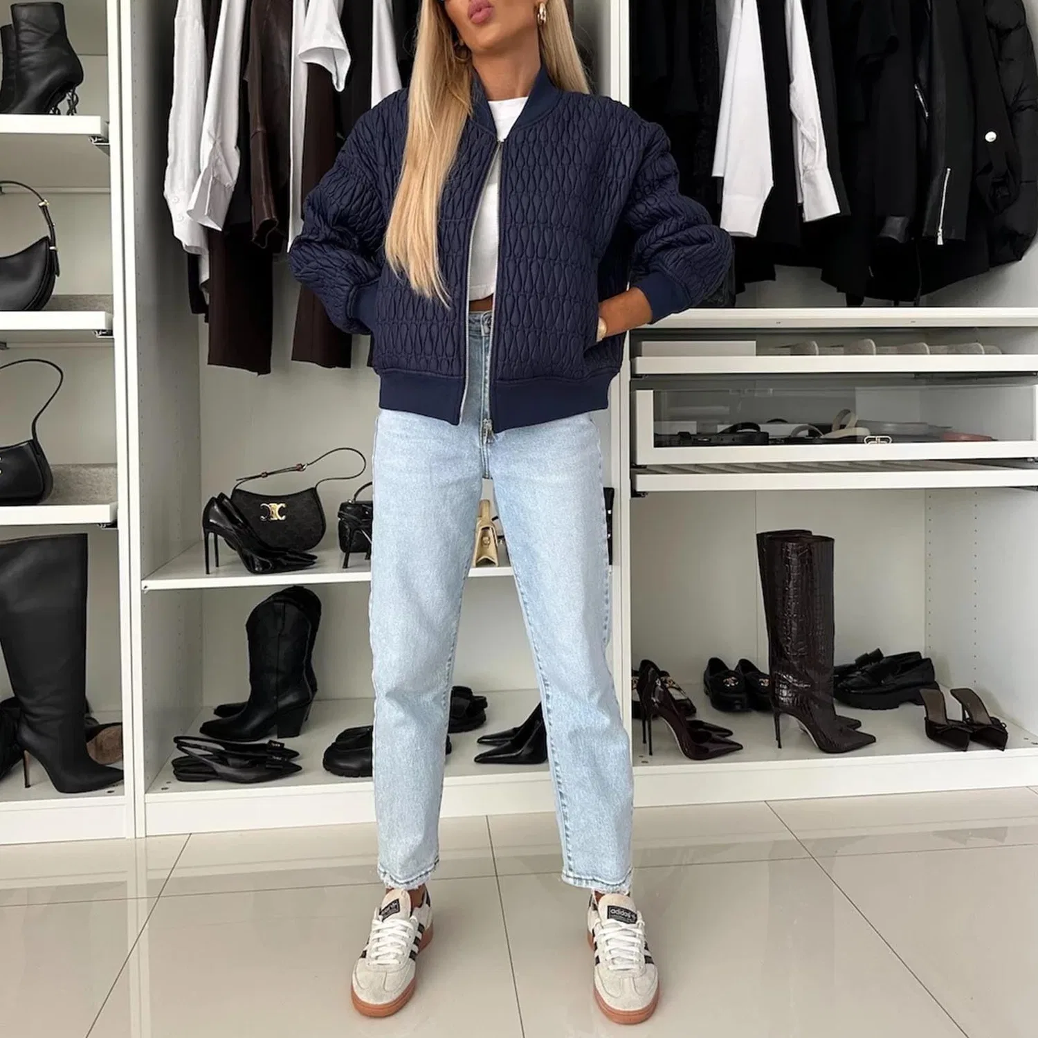 Женская куртка с длинным рукавом Donna Autunno Moda, Blu — фото 2