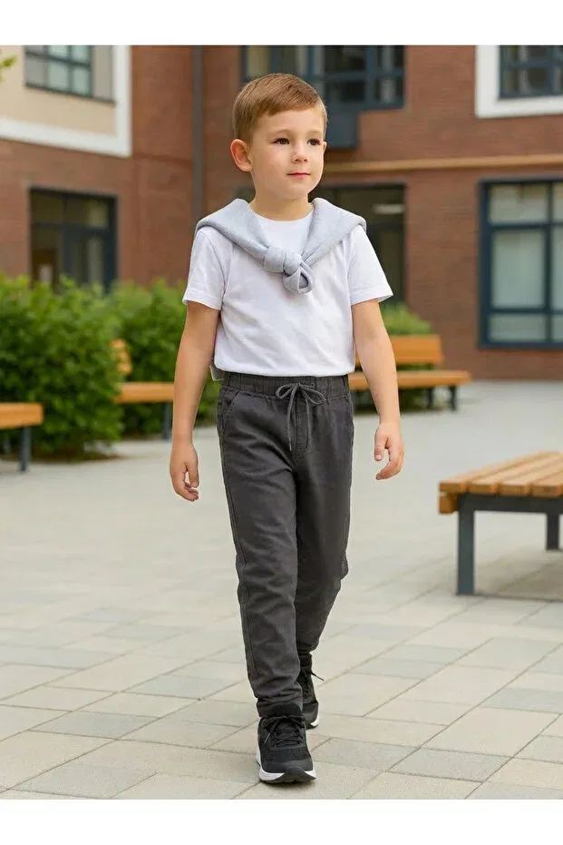 Детские спортивные штаны для девочек с высокой талией Basics Yakamel, Anthracite — фото 3