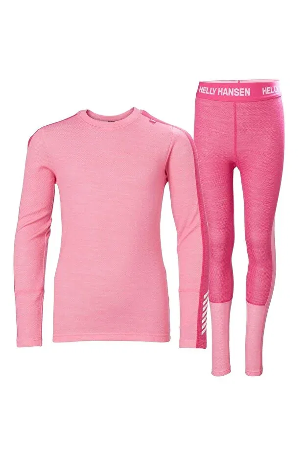 Детский комплект термобелья для девочек из мериносовой шерсти Helly Hansen, Sugar Pink