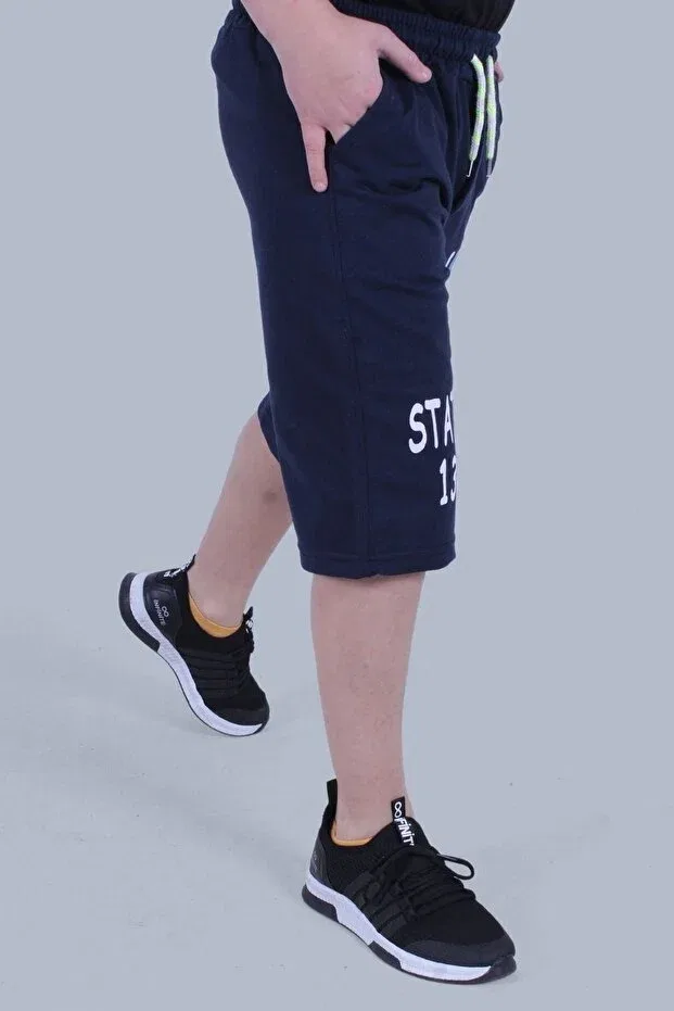 Детские шорты для мальчиков с принтом Iba Text Printed Double Pocket Panio Kids, Navy Blue — фото 2
