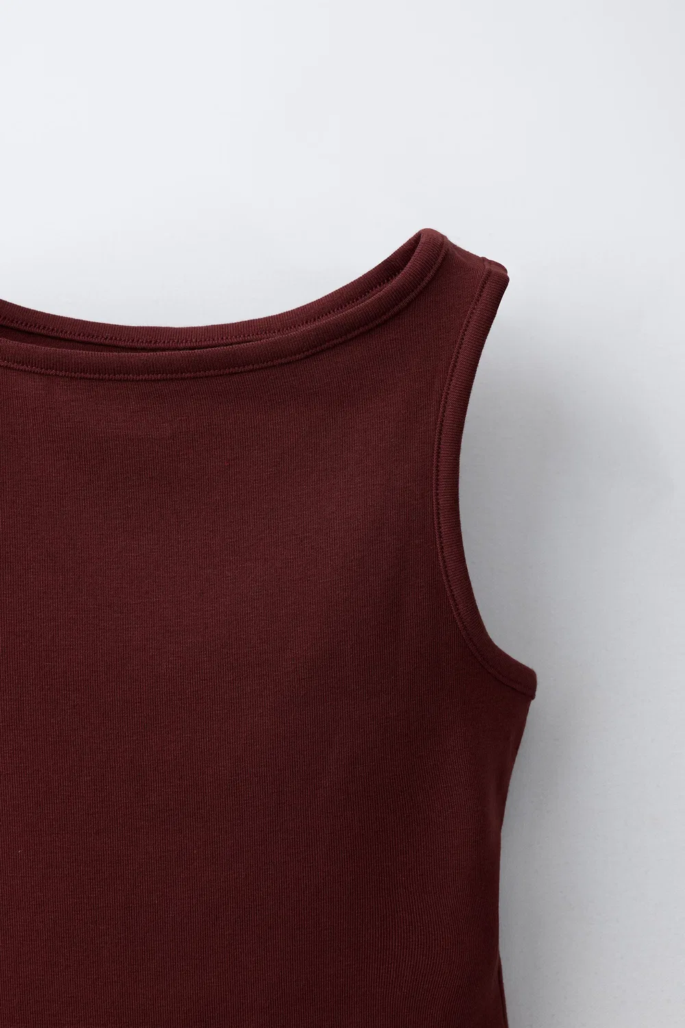 Однотонный топ из смеси модала ZARA, Burgundy — фото 3