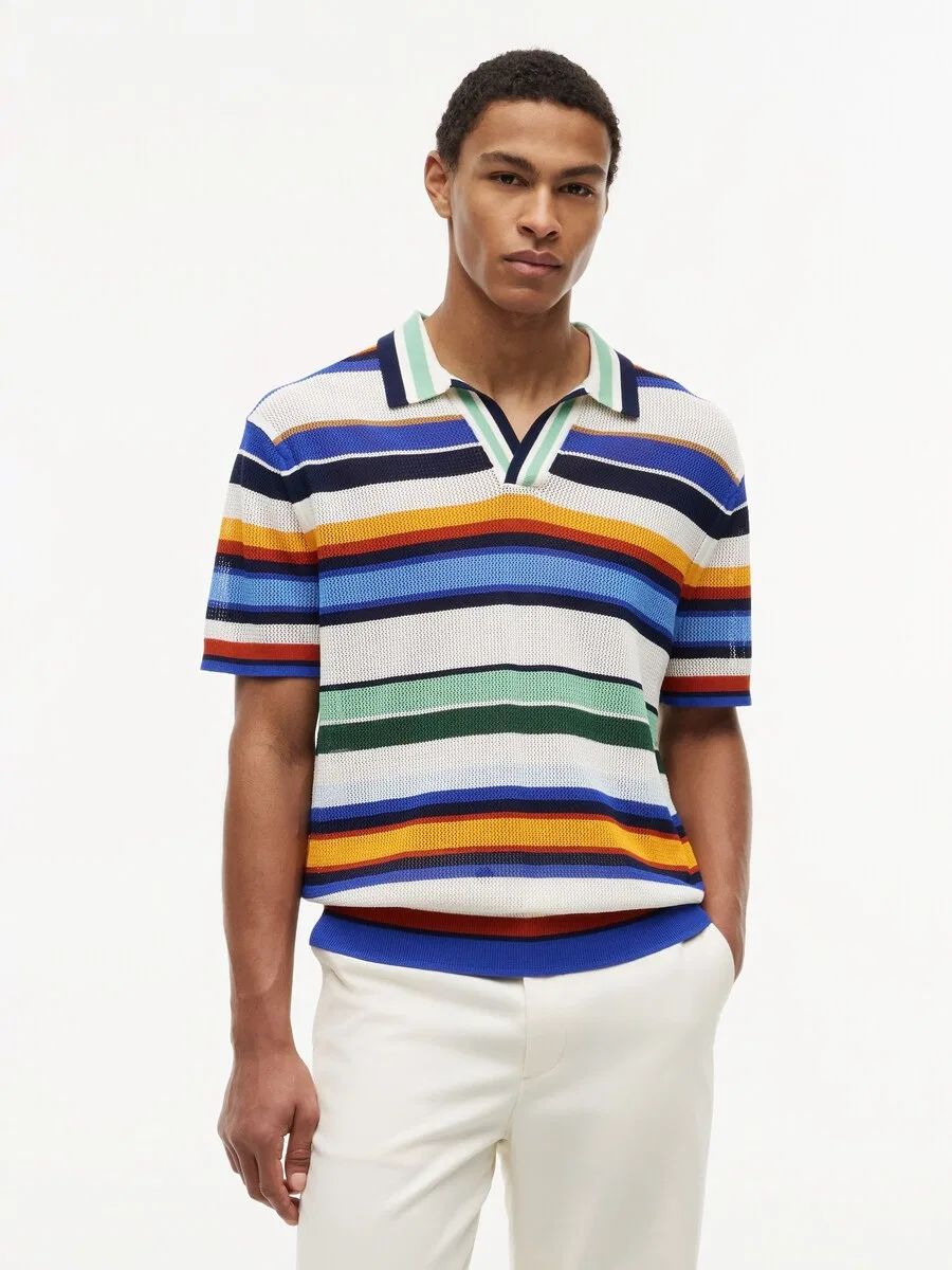 Свитер TOMMY HILFIGER 'Relaxed Fit Multicolour Stripe' в синем и темно-синем цветах — фото 3