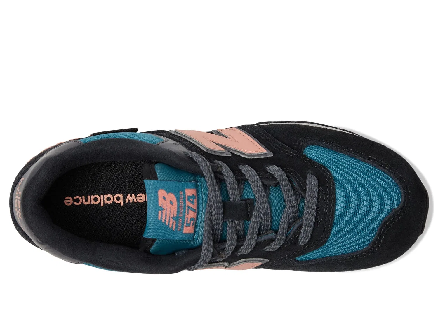 Детские кроссовки для мальчиков с закрытым носком 574 V1 Season Lace Up New Balance, Black Pink Omega — фото 2