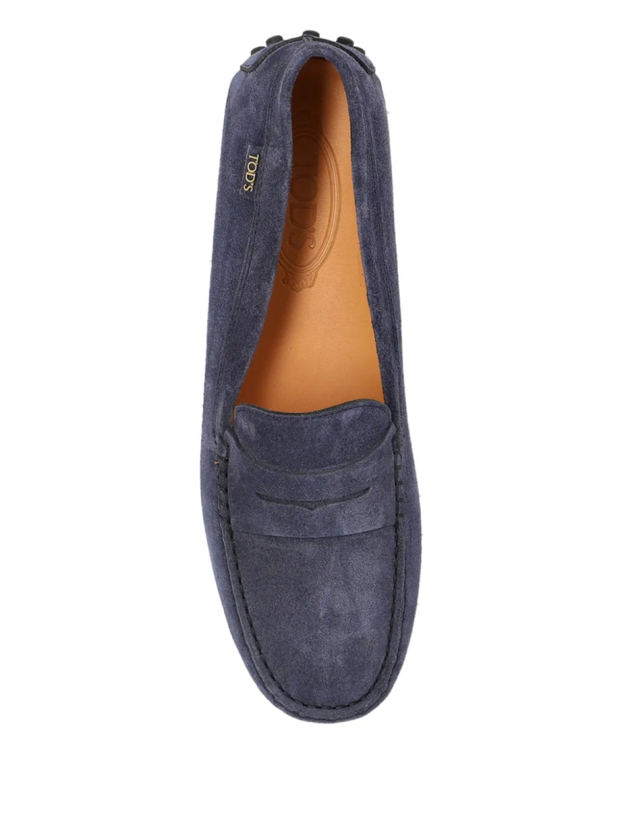 Замшевые мокасины Tod's Gommino с фактурой шагрени, синий — фото 4