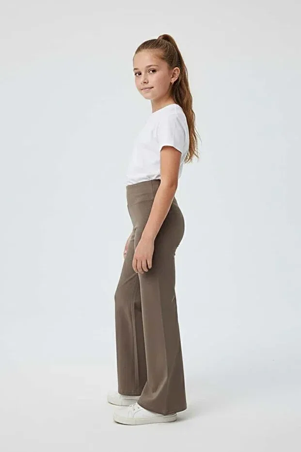 Детские широкие леггинсы для девочек с завышенной талией Zubi Kids, Brown — фото 3