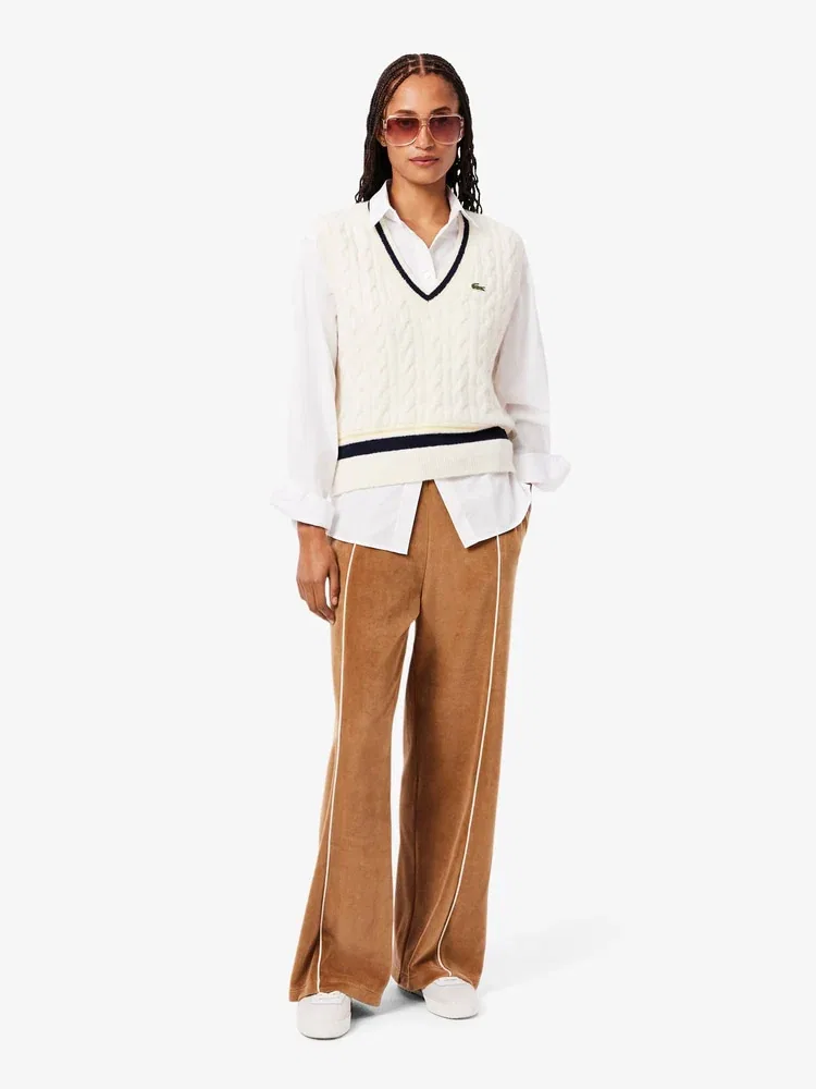 Брюки LACOSTE DPC, прямые, вельветовые, хаки