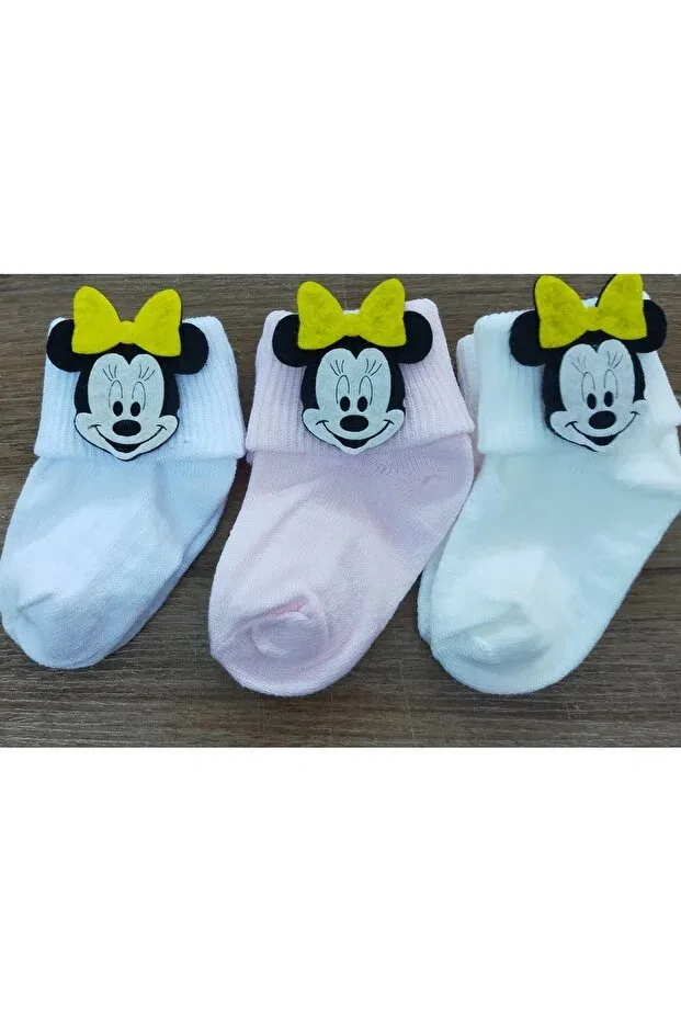 Детские носки для мальчиков и девочек с загнутым краем Özkardeşler Baby, White Pink Ecru