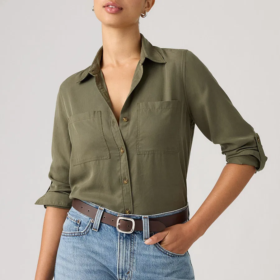 Женская рубашка с воротником-лацканом Olive Green Levis — фото 3