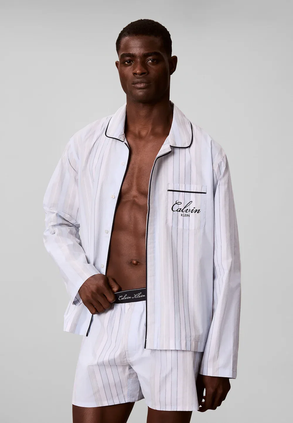 Пижамные штаны Calvin Klein, Crest Stripe Ice Castle