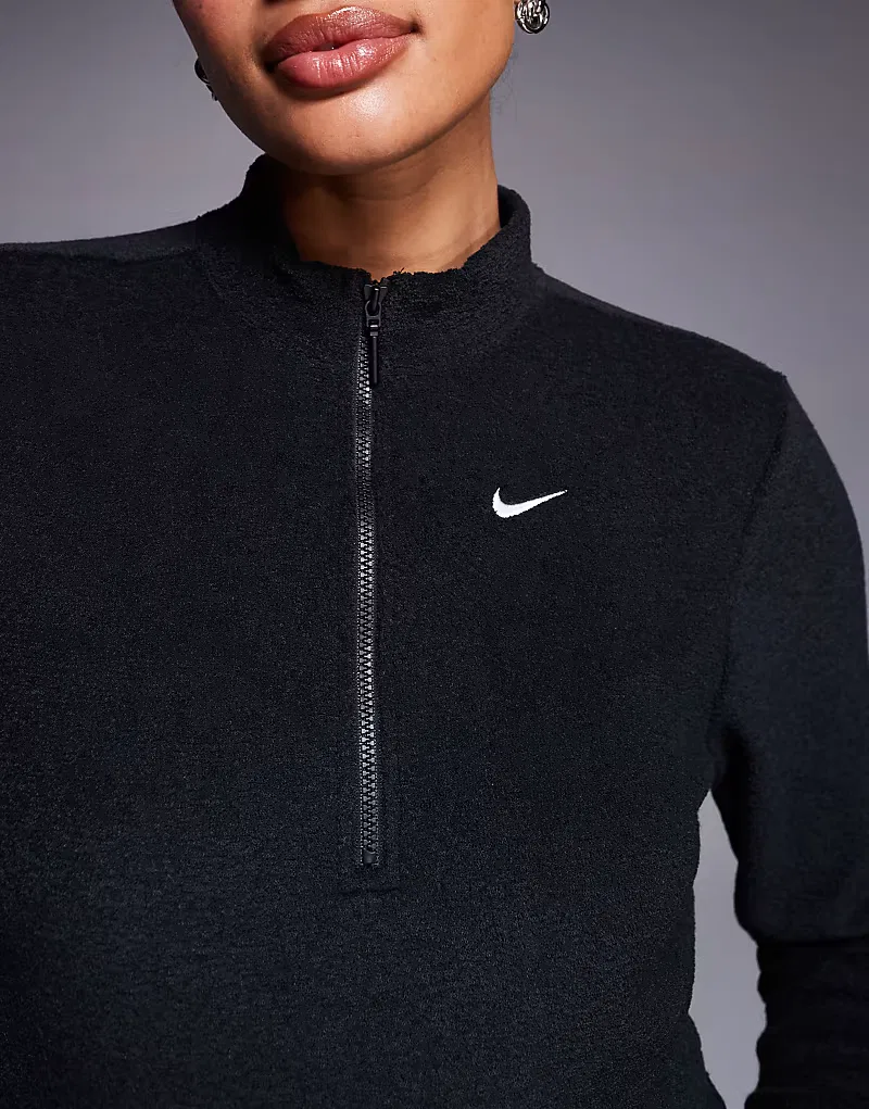 Топ мягкий флисовый на половину молнии Nike Phoenix Fleece, черный — фото 3
