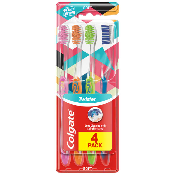 

Мягкая зубная щетка, 4 шт./1 упаковка. Colgate Twister limited edition