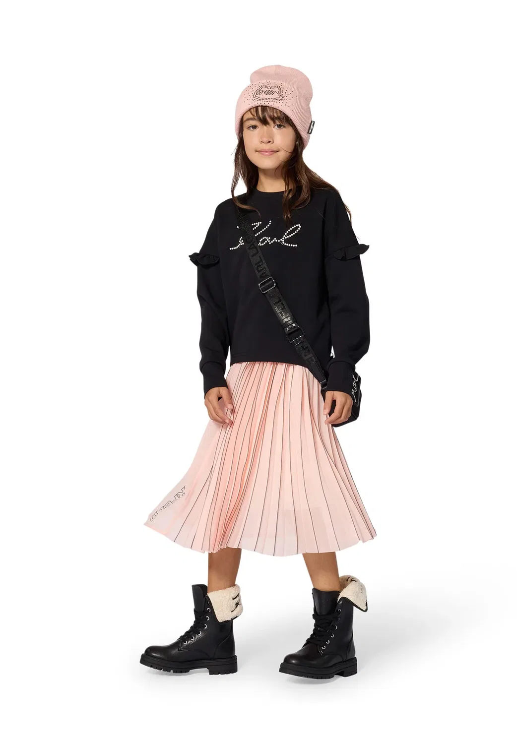 Ботильоны - ботинки на шнуровке Karl Lagerfeld Kids, Black
