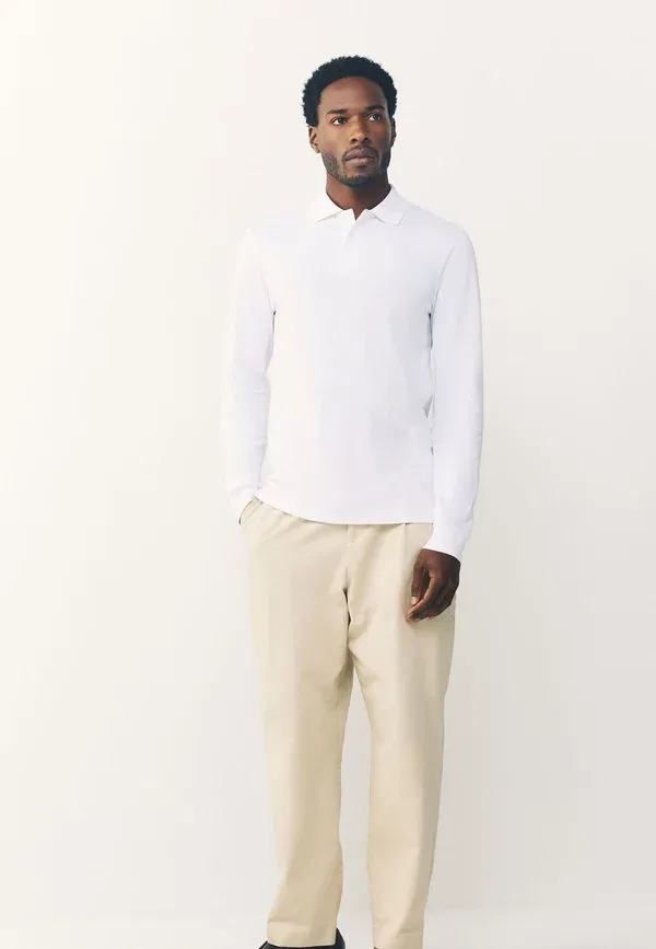 Футболка поло с длинным рукавом Slim fit Next, белый — фото 2