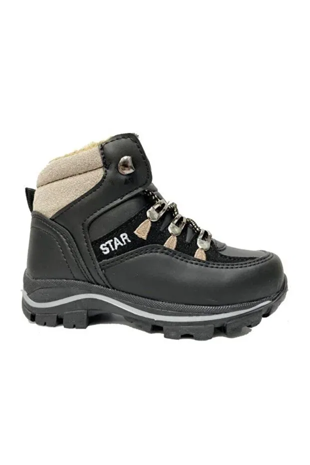 Детские ботинки для девочек с принтом Trekking Star Kids, Black — фото 2
