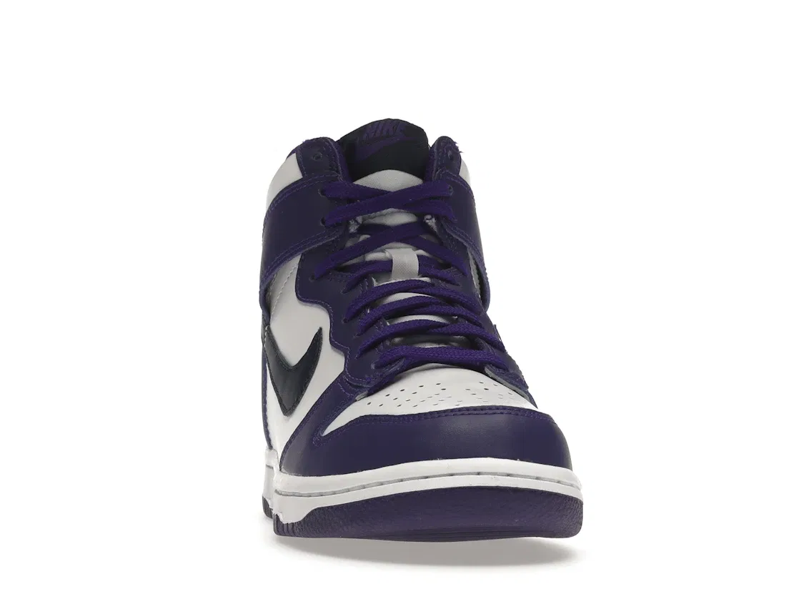 Детские кроссовки для мальчиков высокие Nike Dunk High Nike, White/Electro Purple/Midnight Navy — фото 2