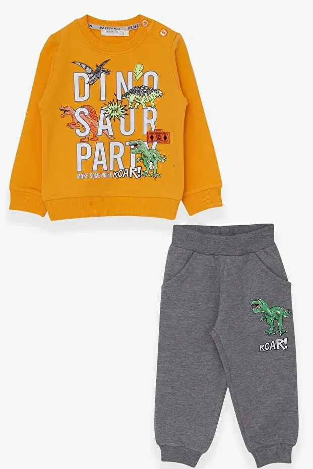 Детский спортивный костюм для мальчиков с принтом Dinosaur Printed Breeze, Yellow