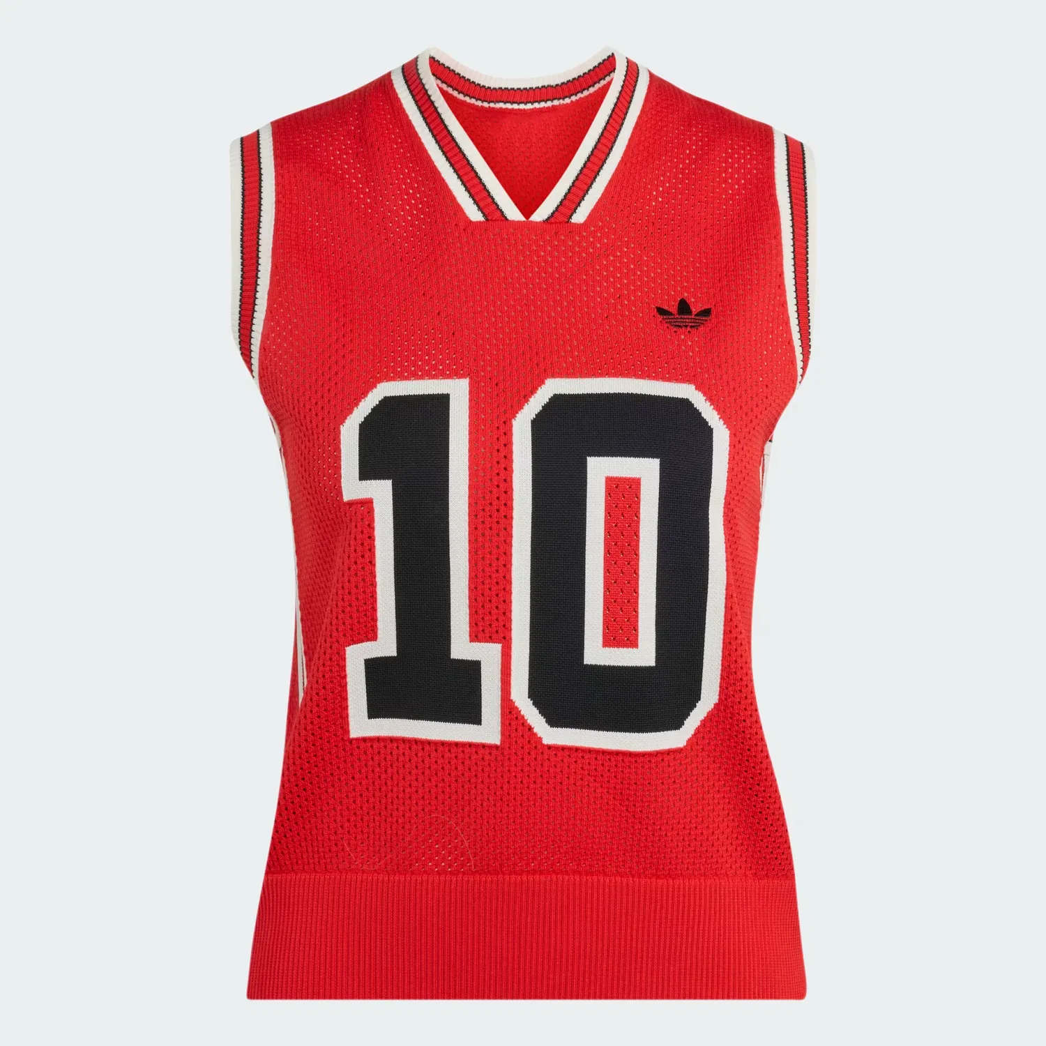 Женский вязаный жилет с капюшоном Fully Fashion Graphic Vest Adidas Originals, ярко-красный/белоснежный — фото 4