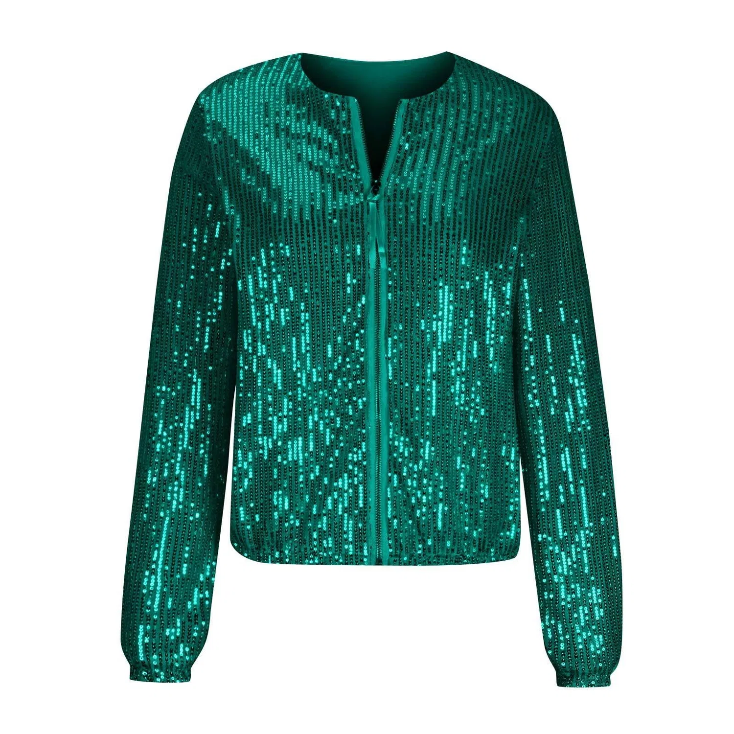 Женская куртка-бомбер с пайетками Sequin Jackets HUIFUAO, Verde — фото 4
