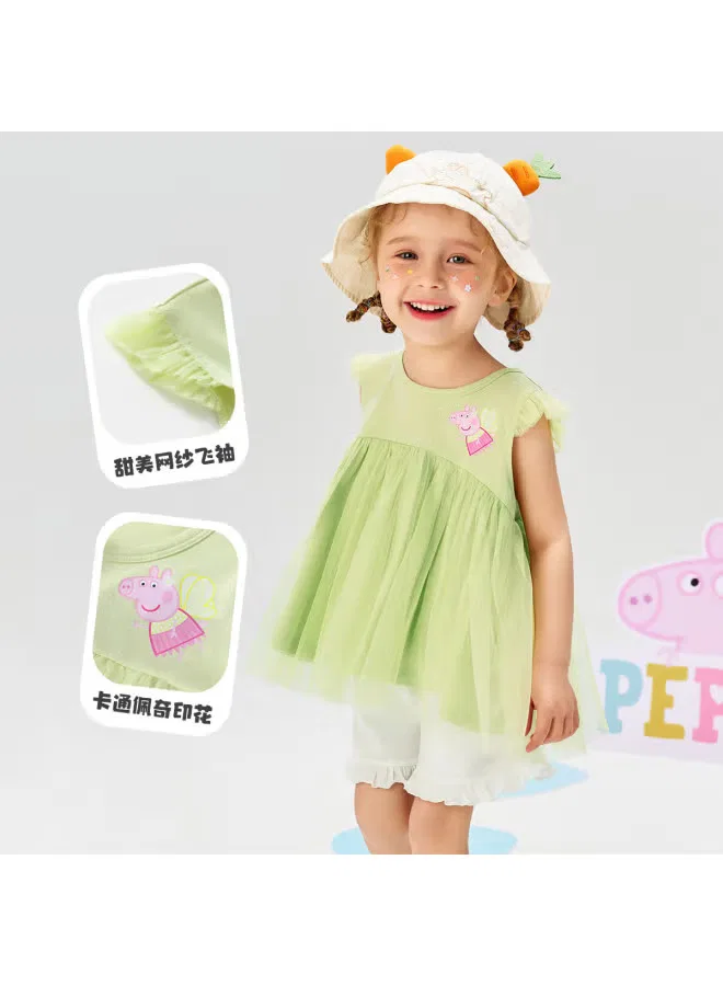 Комплект летний легкий дышащий для девочки Peppa Pig, мятно-зеленый — фото 3