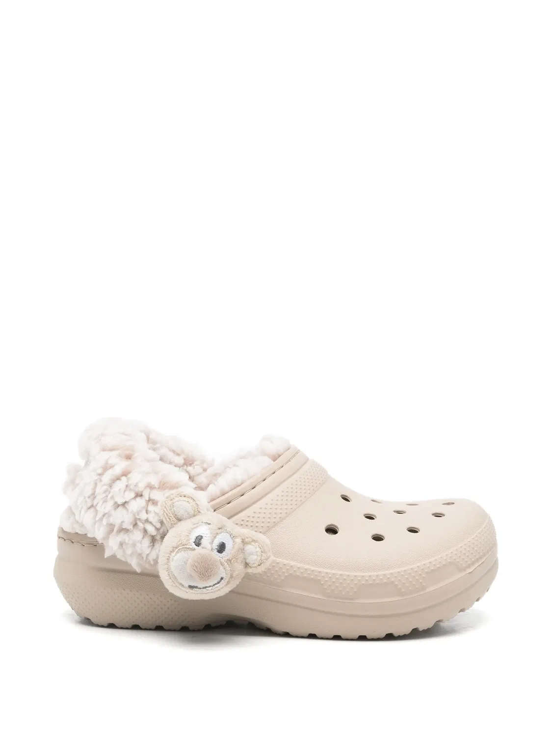 Сабо с меховой подкладкой и мишкой Crocs, нейтральные