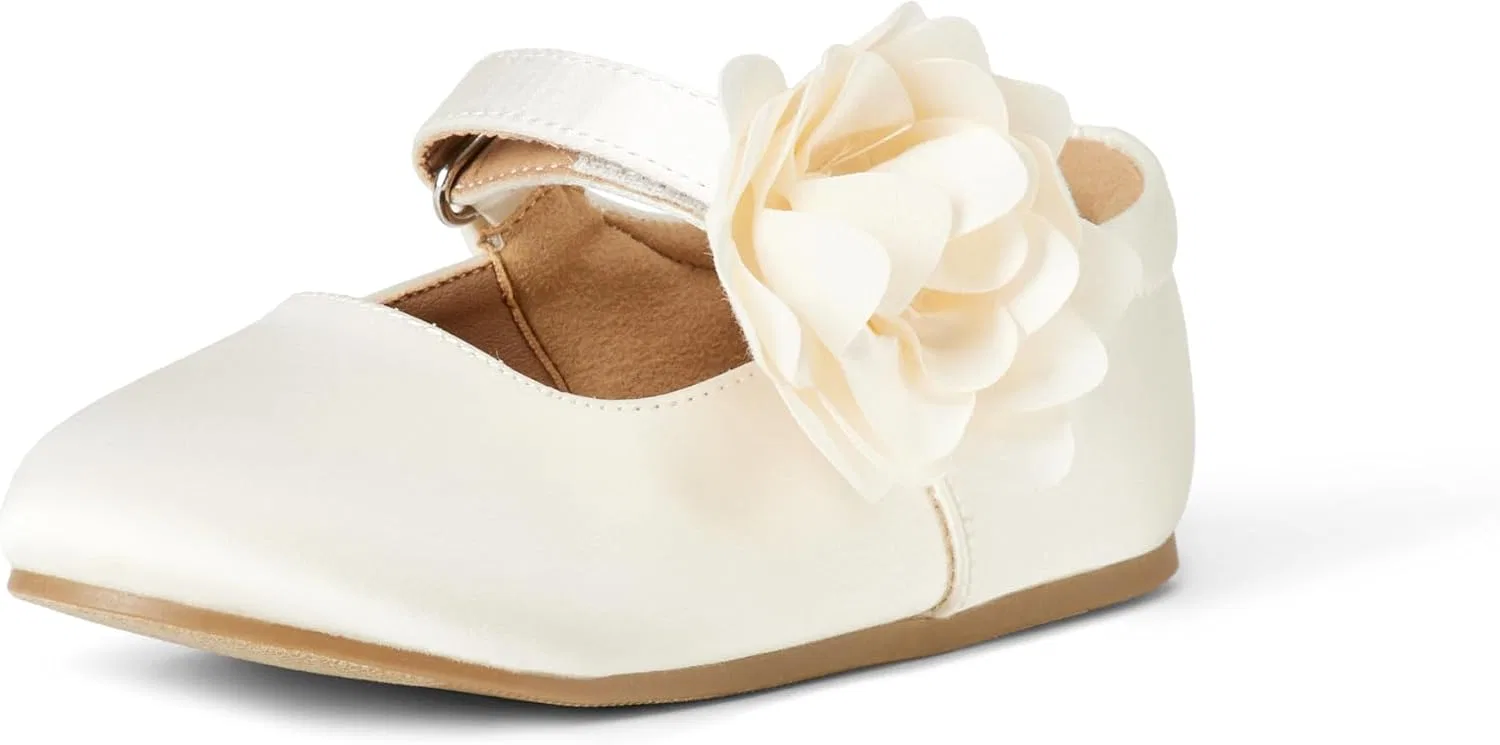 Детские туфли Мэри Джейн для девочек Amazon Essentials, Cream Satin
