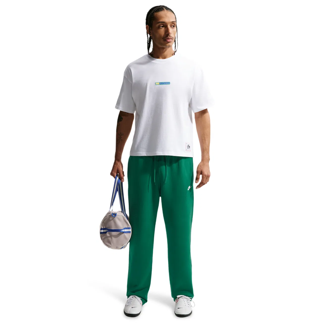Мужская футболка с принтом Boxy Futbol Loose Tee Nike, White Canary Lt Photo Blue — фото 3