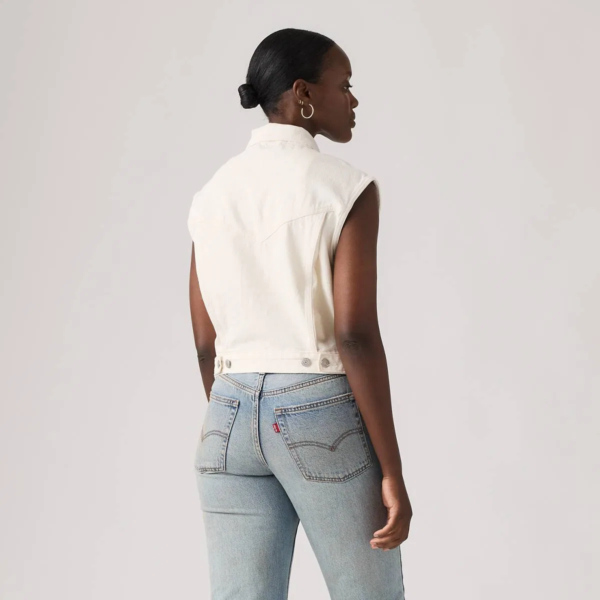 Укороченный жилет дальнобойщика 90-х Levi's, Blank Impact - White — фото 4