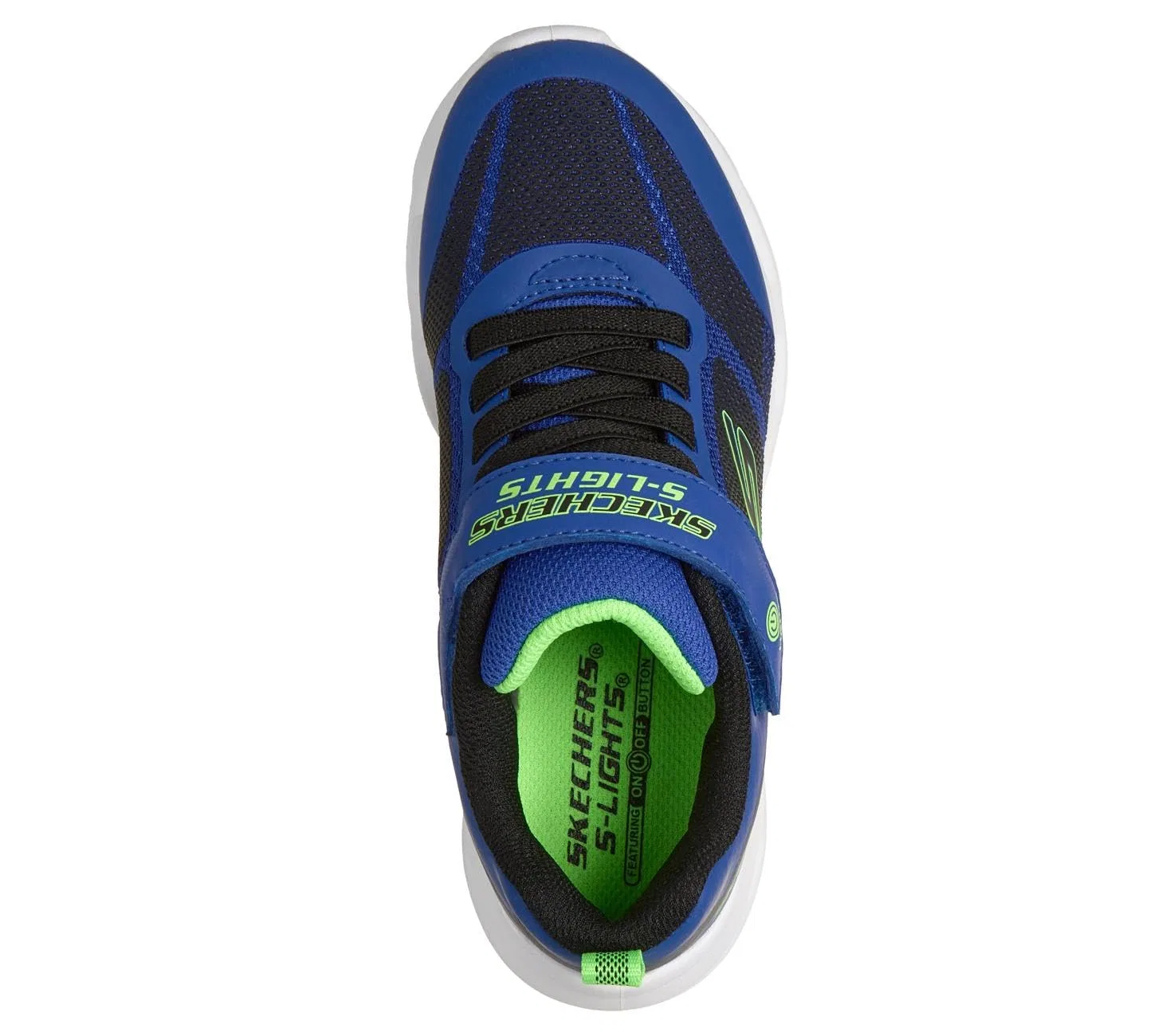 Детские кроссовки для мальчиков с подсветкой Glide-step Lights Skechers, Blue Black Synthetic Textile Lime Trim — фото 3