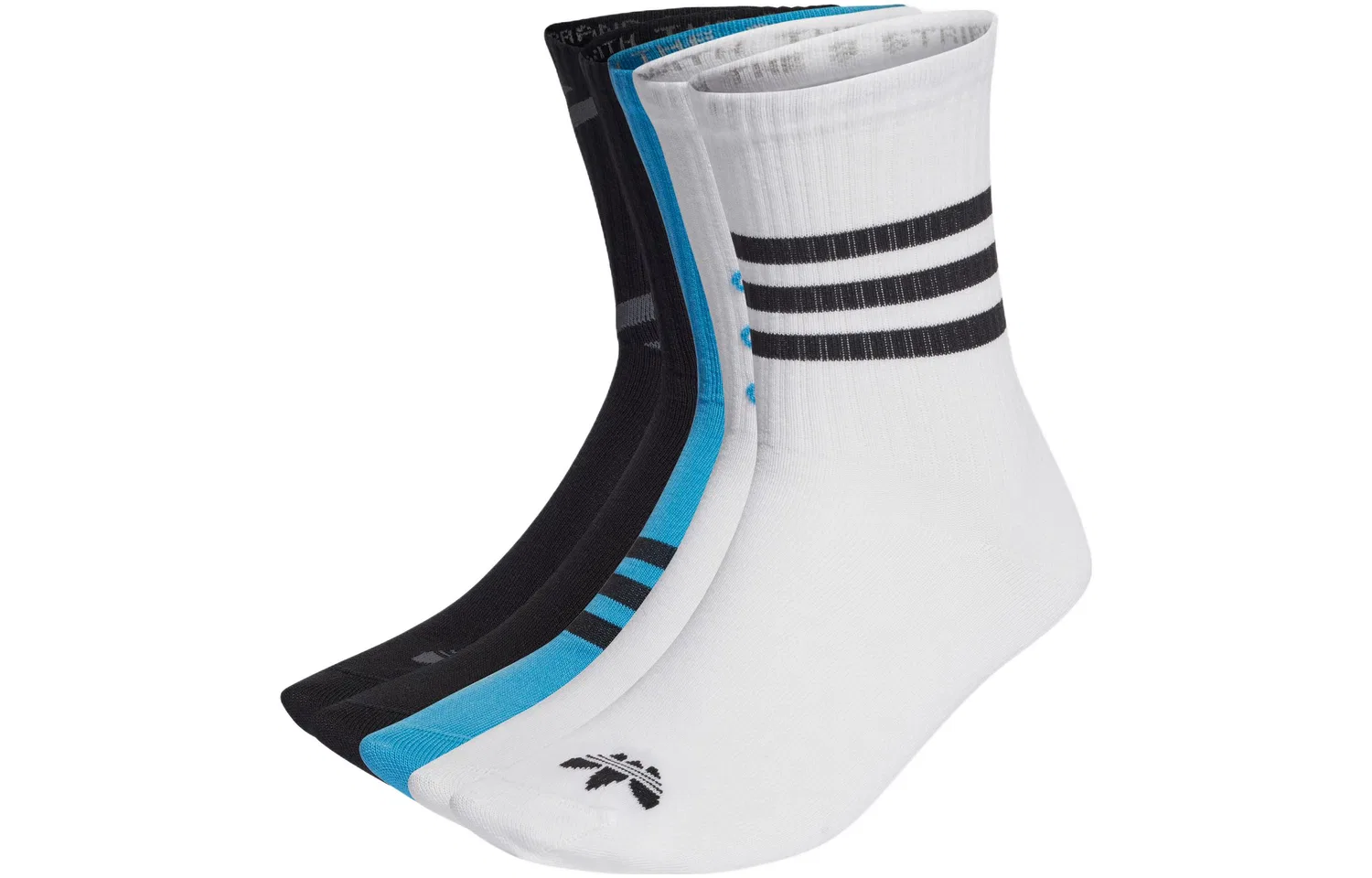 Комплект носков с логотипом Adidas Originals, 5 пар, Белый/Черный/Синий