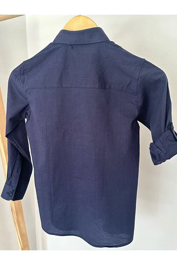 Детская рубашка для мальчиков с длинным рукавом Bebegami, Navy Blue — фото 2