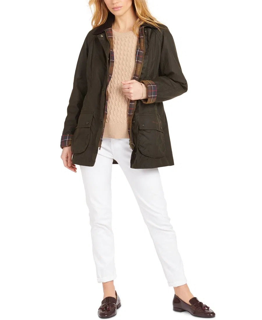 Женский вощеный жакет с воротником-стойкой, с карманами Barbour, Olive Shadow Classic — фото 2