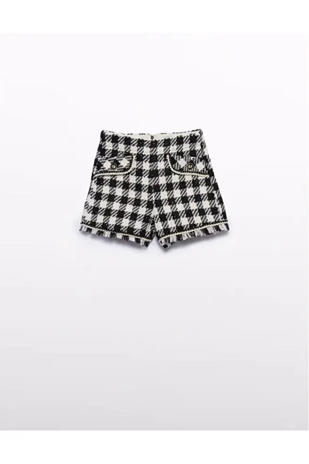 Детские шорты для девочек в клетку Basics Abel & Lula, Silver — фото 3